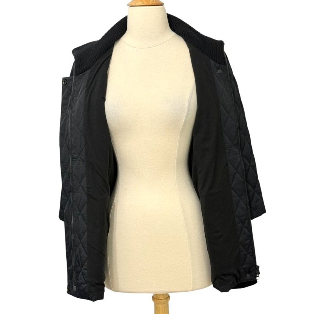 Eileen Fisher System Black Quilted Jacket With Wool Ribbed Collar & Cuffs Size M - Picture 11 of 16